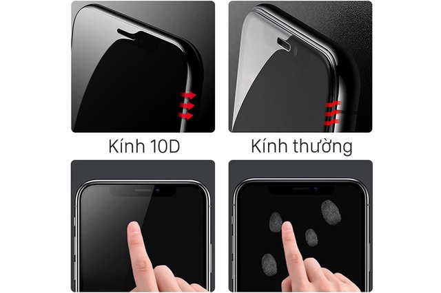 Kính cường lực iphone 10D FULL MÀN hạn chế bám vân cho iphone 6/6s/6 plus/6splus/7/8/7 plus/8plus/X/XR/XS max | BigBuy360 - bigbuy360.vn