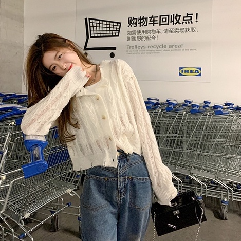 Áo cardigan dệt kim ZHELIHANGFEI tay dài eo cao thiết kế xoắn độc đáo dễ phối đồ