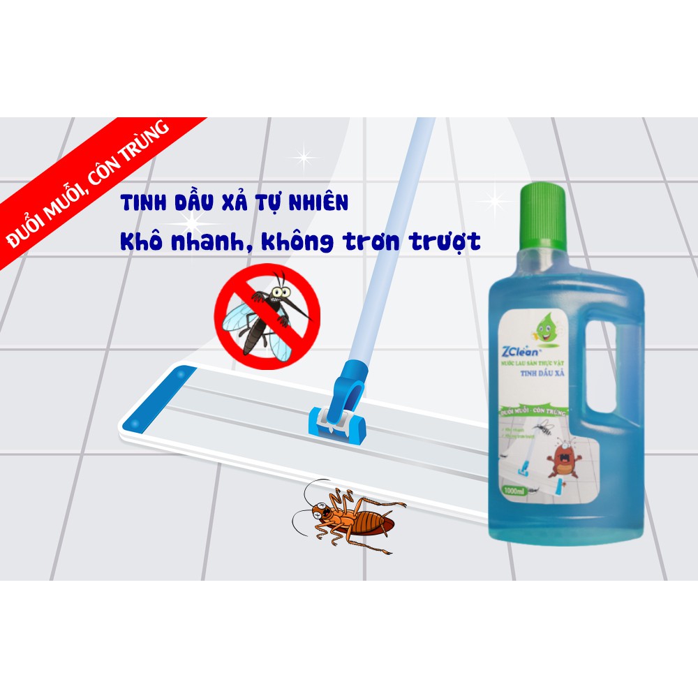 Nước lau sàn hữu cơ kháng khuẩn, đuổi côn trùng, an toàn cho bé ZCLEAN 1000ml