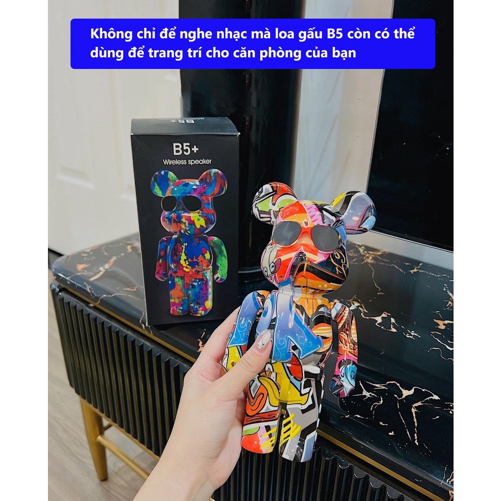 Loa bluetooth không dây mini gấu bearbrick B5 dùng cho máy tính laptop giá rẻ với âm thanh hay bass treble rõ ràng