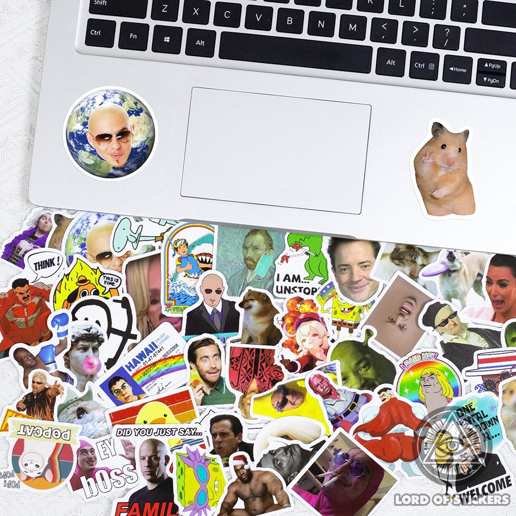 Set 50 Hình Dán Meme Sticker Hài Hước Cute Chống Thấm Nước Trang Trí Mũ Nón Bảo Hiểm, Laptop, Ván Trượt, Điện Thoại, Sổ