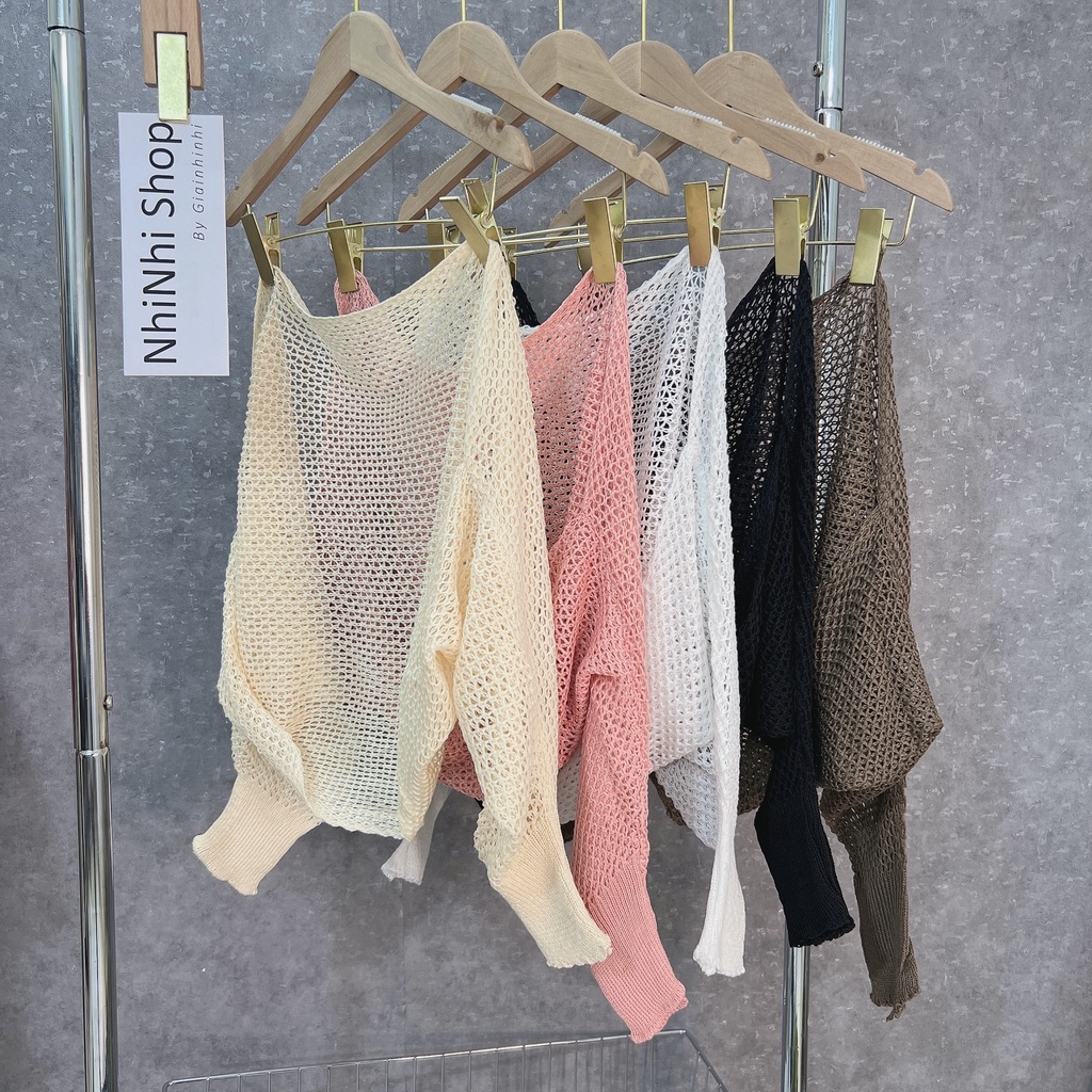 Áo khoác cadigan len lưới mỏng dáng lửng ngắn, Áo khoác len lưới croptop AK6503 - NhiNhi Shop