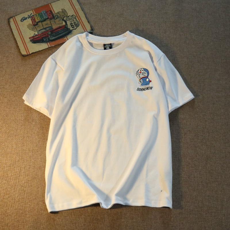 Áo thun tay ngắn in hình hoạt hình Doraemon dành cho nam nữ