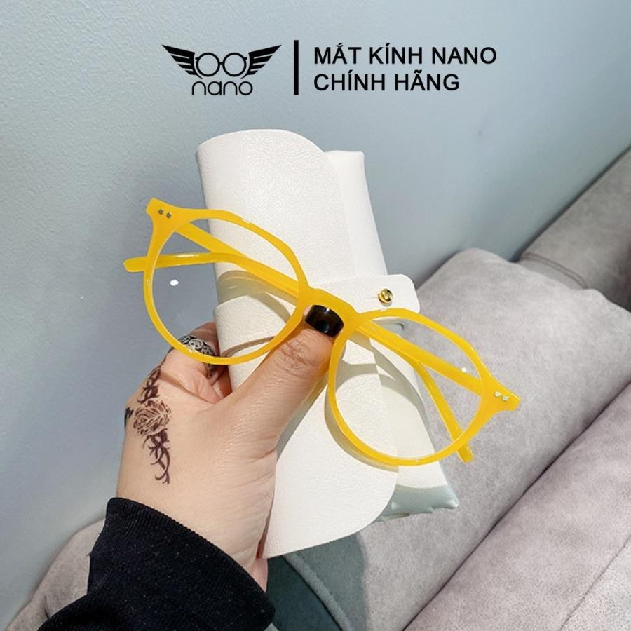 Gọng kính cận nữ nam nhựa dẻo, kính gọng tròn NANOEYES 3366 chống trầy xước chống ánh sáng xanh thông minh