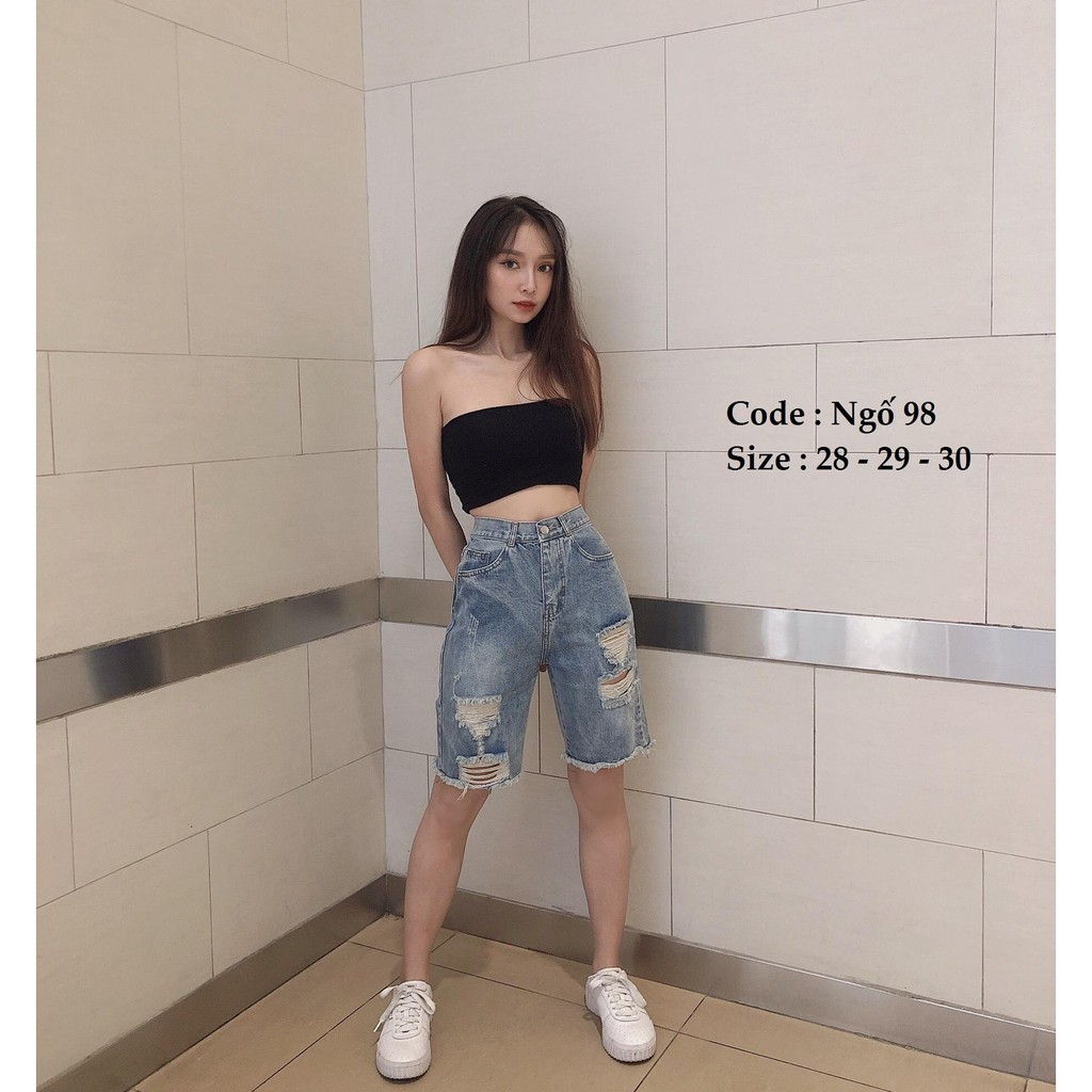 Quần short jean nữ lưng cao King168 , quần short nữ cao cấp THU90