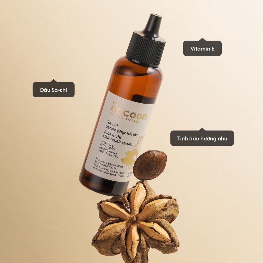 Nước dưỡng tóc / serum Sa-chi Cocoon giúp cấp ẩm và phục hồi hư tổn, bảo vệ tối đa khỏi nhiệt và tia UV [sachi, sa chi]