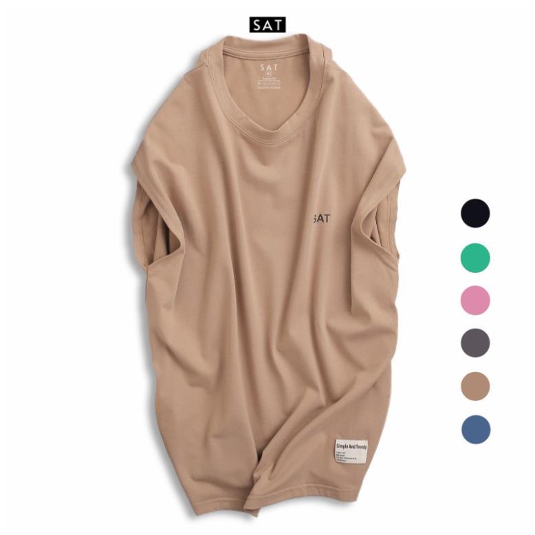 Áo thun ba lỗ tanktop nam trơn SAT-04, vải cotton mềm mịn, dày dặn, trẻ trung chuẩn form SAT ❕