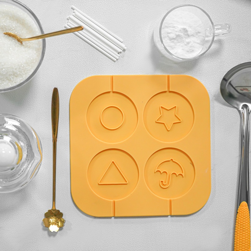 Khuôn Silicone Làm Bánh 4 Ô Hình Tam Giác/Ngôi Sao/Ô Dù Dễ Lau Chùi