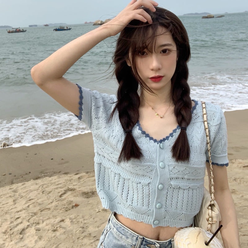 Áo Cardigan Dệt Kim Tay Ngắn Chống Nắng Phong Cách Thời Trang Nhật Bản  tao bao