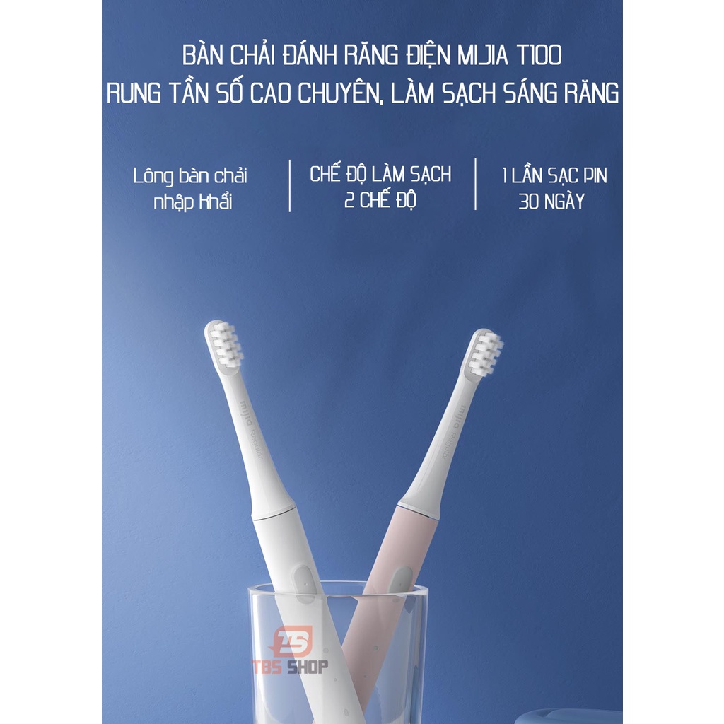 Bàn chải điện xiaomi Mijia T100 pin sạc kháng nước ipx7 46g - AH011