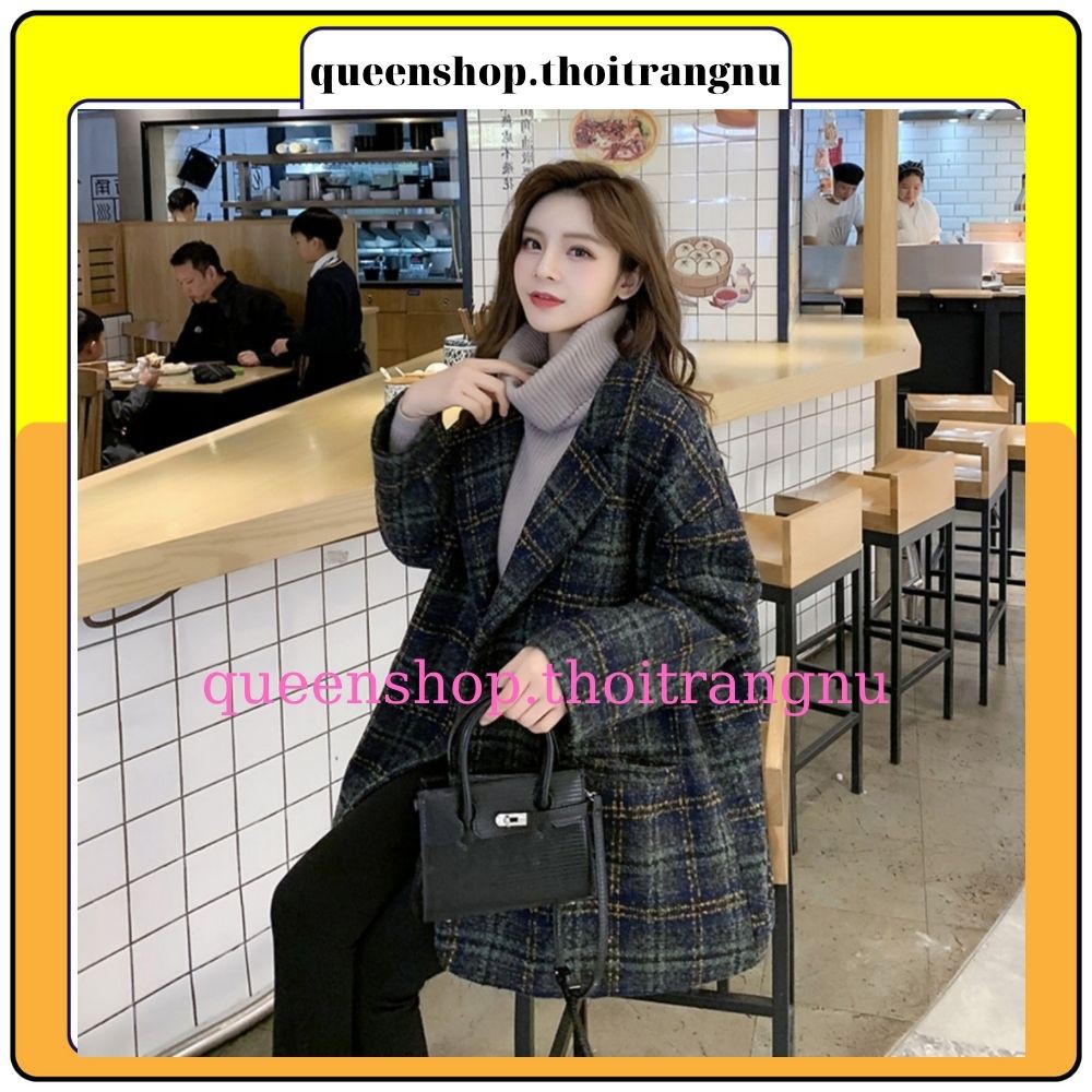 Áo blazer nữ 2 lớp , áo vest kẻ khoác ngoài dài tay phong cách hàn quốc Queenshop