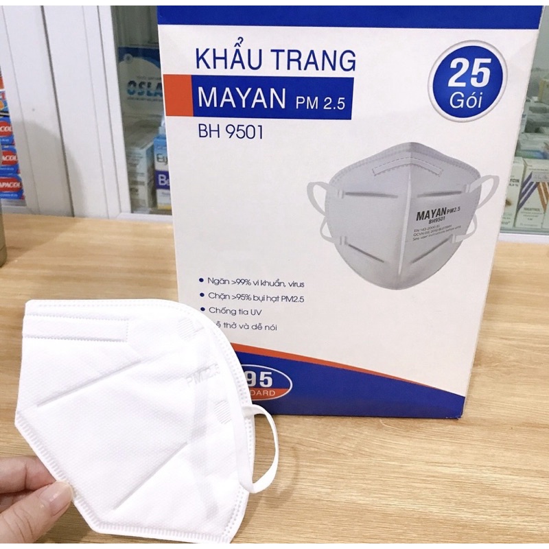 Khẩu trang Mayan N95 PM2.5 - 5 lớp  KHÔNG VAN ( 2 cái / túi )