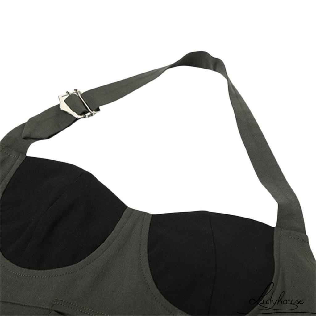 Áo tank top không tay hở lưng ôm dáng phong cách đường phố đơn giản cho nữ