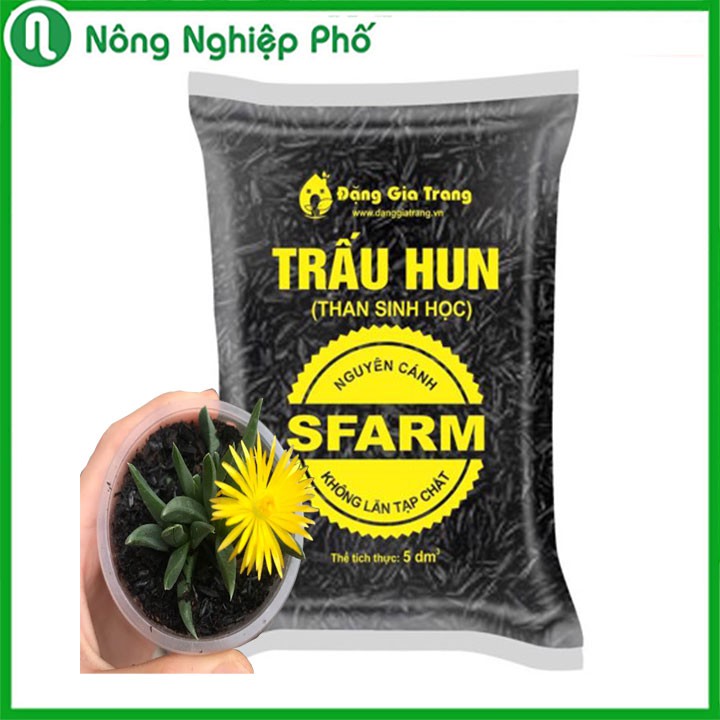 Giá Thể Trấu Hun Nguyên Cánh SFARM Túi 5dm3