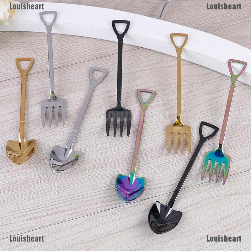 Muỗng cà phê inox cán hình xẻng nhiều màu