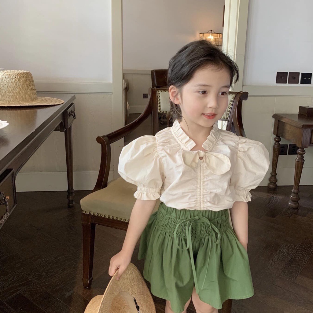 Set bé gái Melisa áo sơ mi mix quần váy xòe siêu xinh