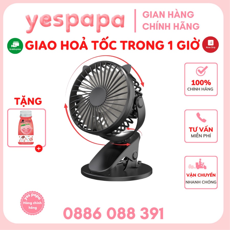 Quạt kẹp 360 tích điện YESPAPA shop