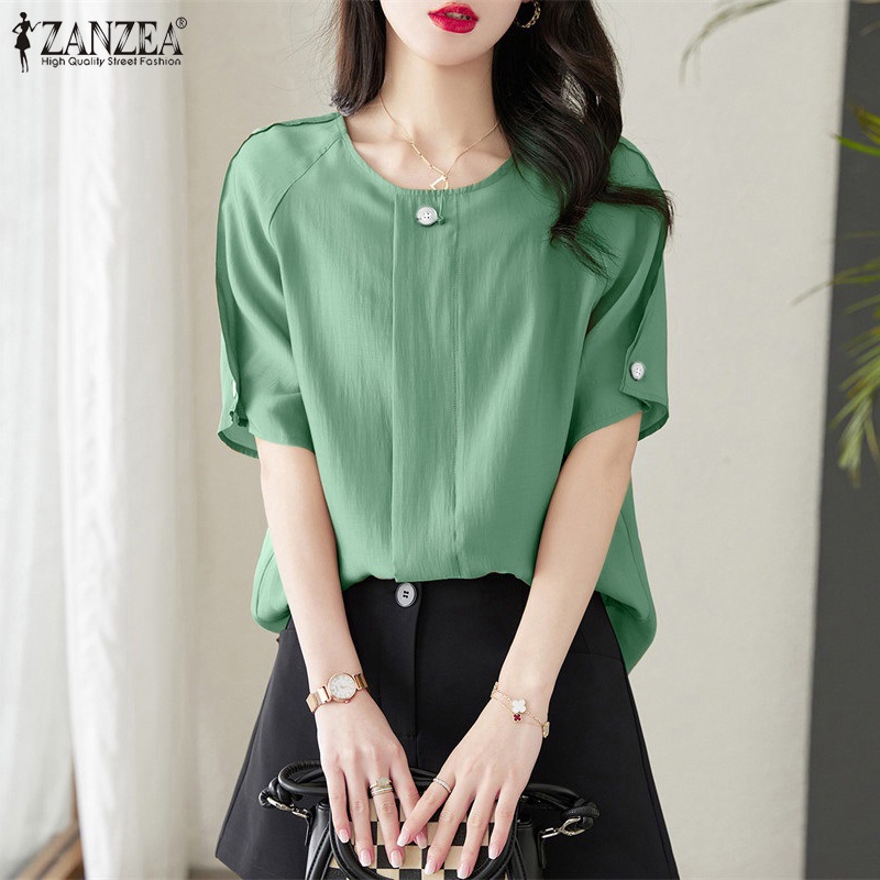 Zanzea Áo Thun Tay Ngắn Dáng Rộng Phong Cách Thời Trang Đường Phố Pháp Dành Cho Nữ
