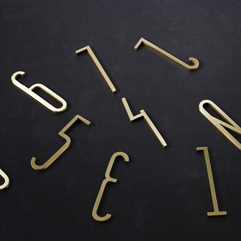 Biển số nhà bằng đồng thau 0-9 7cm phong cách Bắc Âu sáng tạo