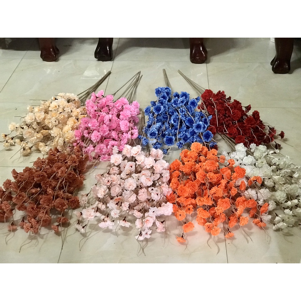 Anh Đào Râu  | Cụm Phăng Khô - Hoa Leo Giả Vải Lụa Cao Cấp Decor Trang Trí Nhà Cửa, Tết | Hà Hoa Flower