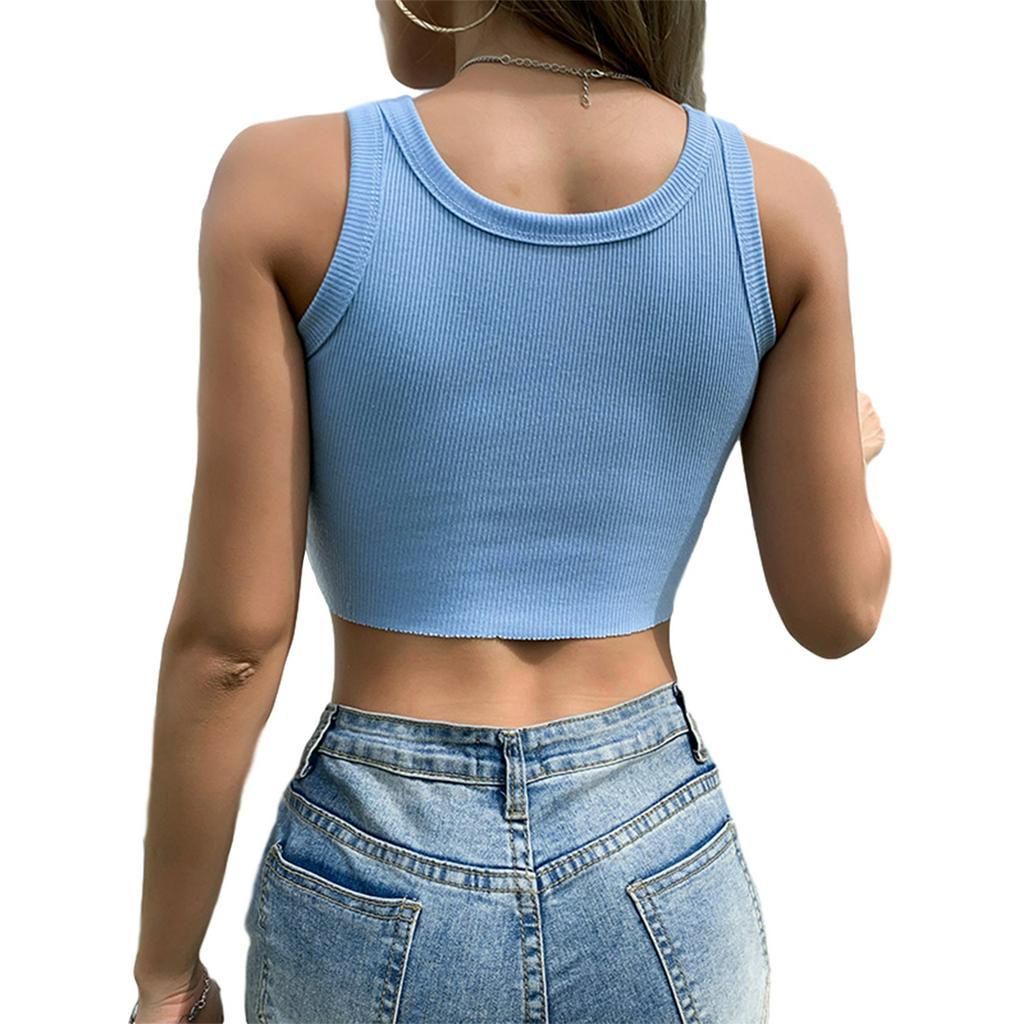 Áo Croptop Sát Nách Cổ Chữ U Họa Tiết Chân Dung Cho Nữ