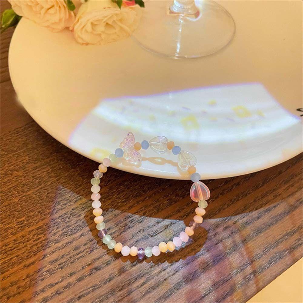 Vòng Tay Chuỗi Hạt Acrylic Hình Trái Tim Thời Trang Mùa Hè Cho Bạn Gái