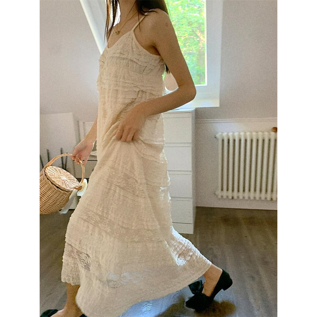 60761 Đầm Ren Hai Dây Xếp Tầng Ngọt Ngào