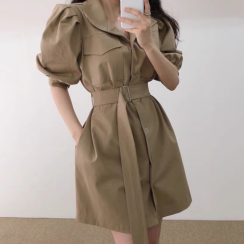 Váy kaki kèm đai trendy | BigBuy360 - bigbuy360.vn