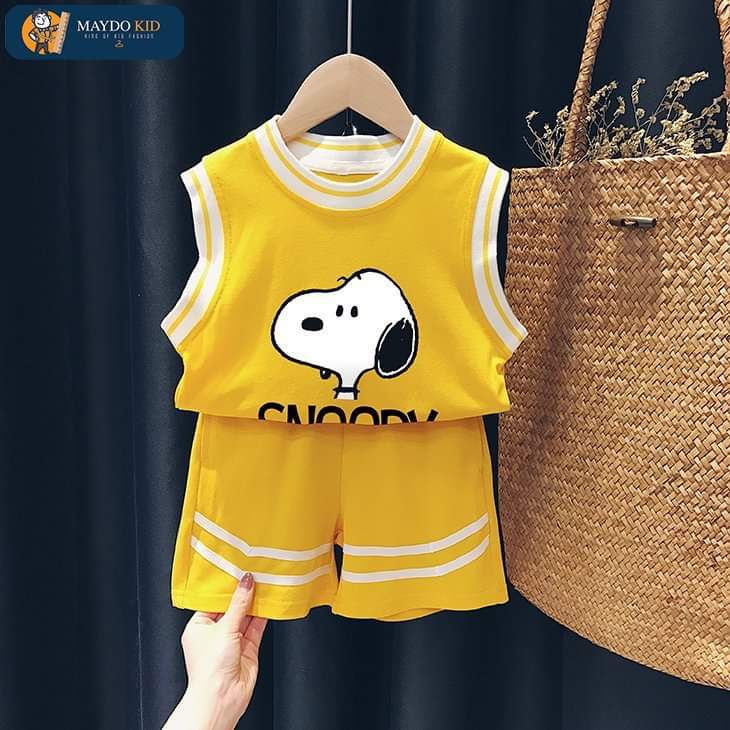 BỘ QUẦN ÁO BA LỖ HÌNH CÚN SNOOPY 4 MÀU CHO BÉ TRAI BÉ GÁI