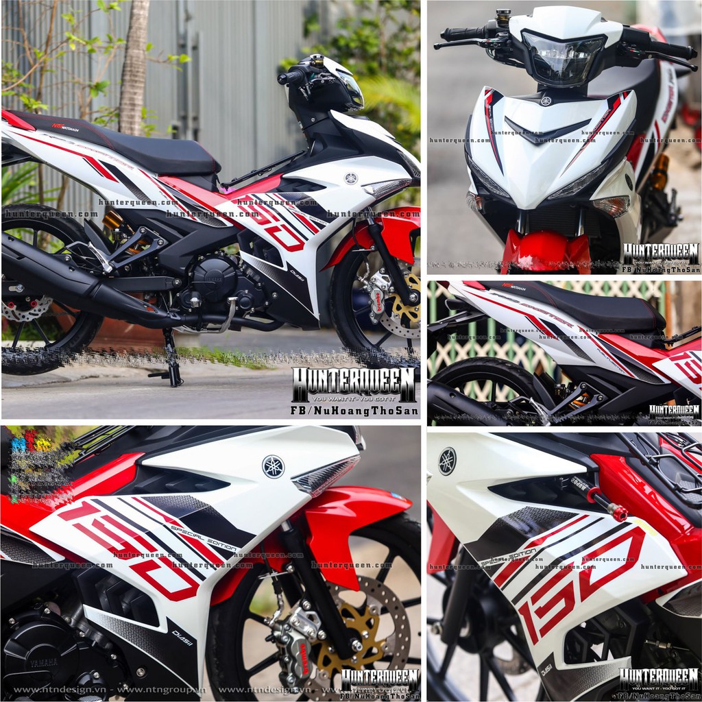 Tem rời Y15ZR phiên bản 2021 trắng đỏ. Decal cao cấp dán xe Exciter 150, chống nước, bền màu