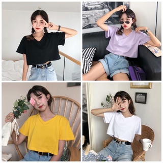 Áo croptop nữ cổ tim form rộng đẹp nhất ngành