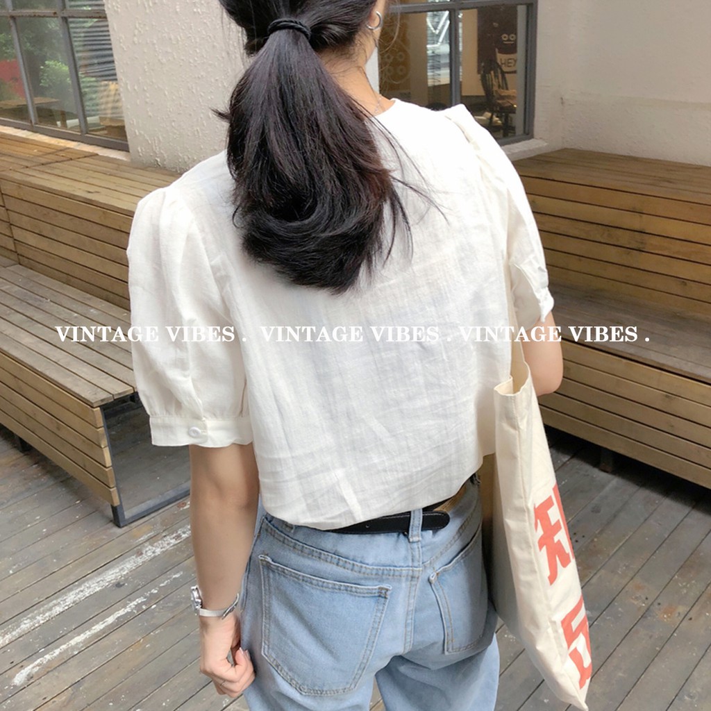 Áo babydoll phối ren hàng cúc thanh lịch Ulzzang (hàng QC) - Ảnh thật