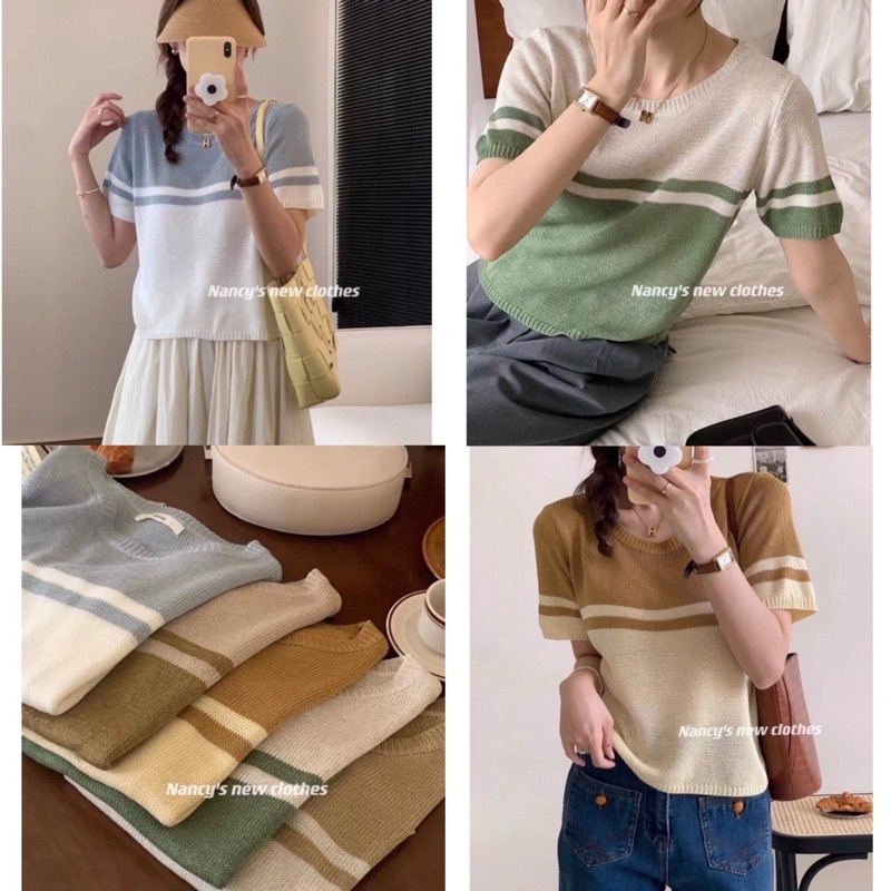 [Ảnh thật/Videp]Áo mongtoghi Nancy pha hai màu cực bắt mắt Áo len dày dặn hàng Quảng Châu