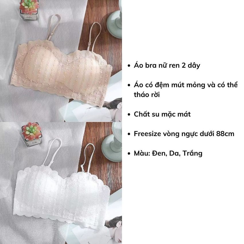Áo bra nữ, Bra kiểu Bralette ren 2 dây sexy, áo lót su mềm mại không gọng mặc mát đẹp và gợi cảm B8985