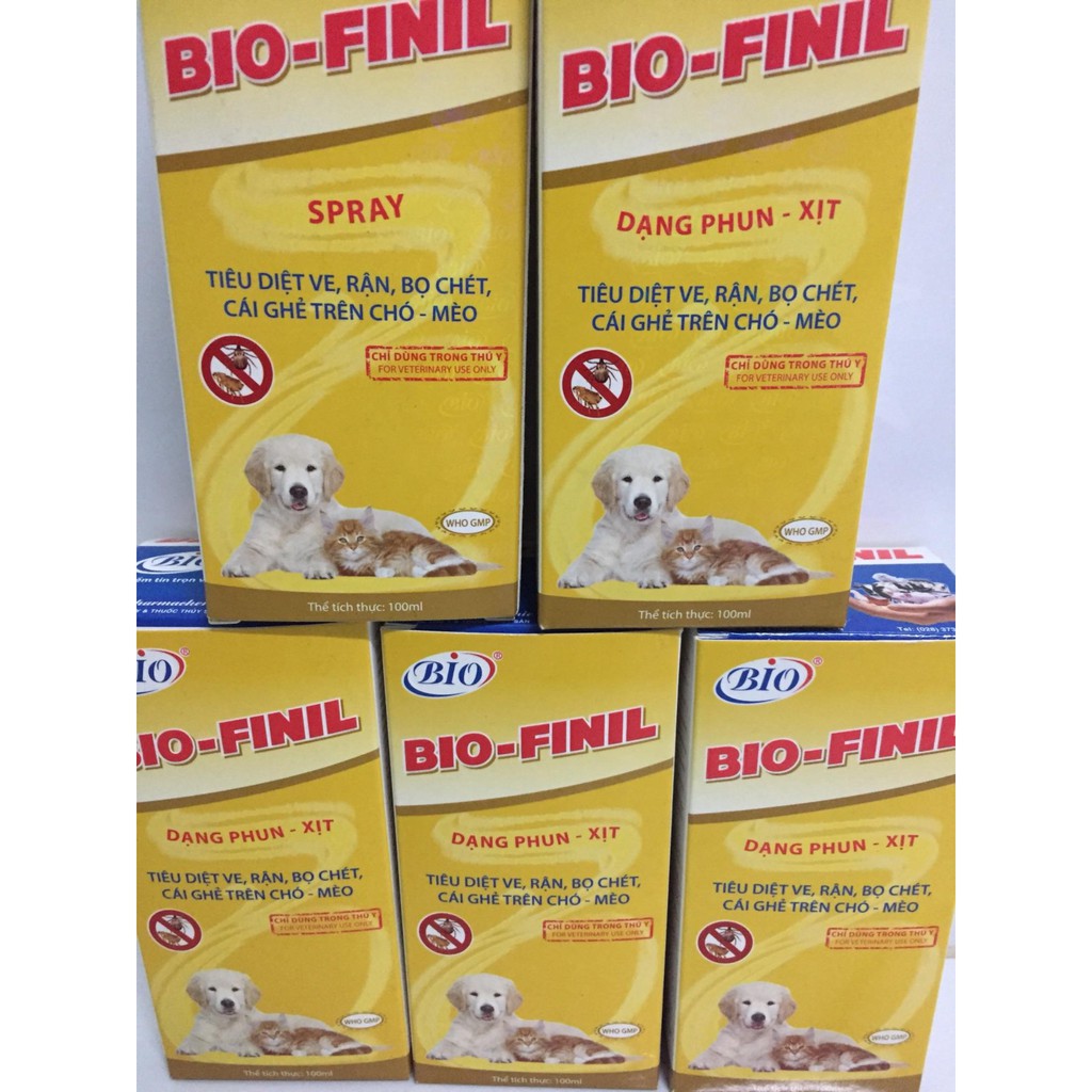 Dung dịch phun xịt trị ve rận bọ chét trên chó mèo – BIO FINIL 100ML - Jpet Shop