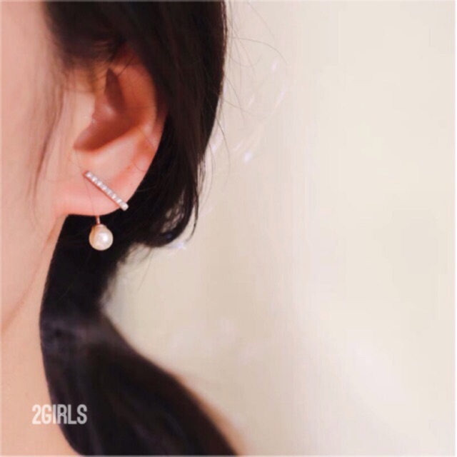 Bông tai khuyên tai thanh ngọc mẫu mới kiểu hàn quốc bạc ý 30%