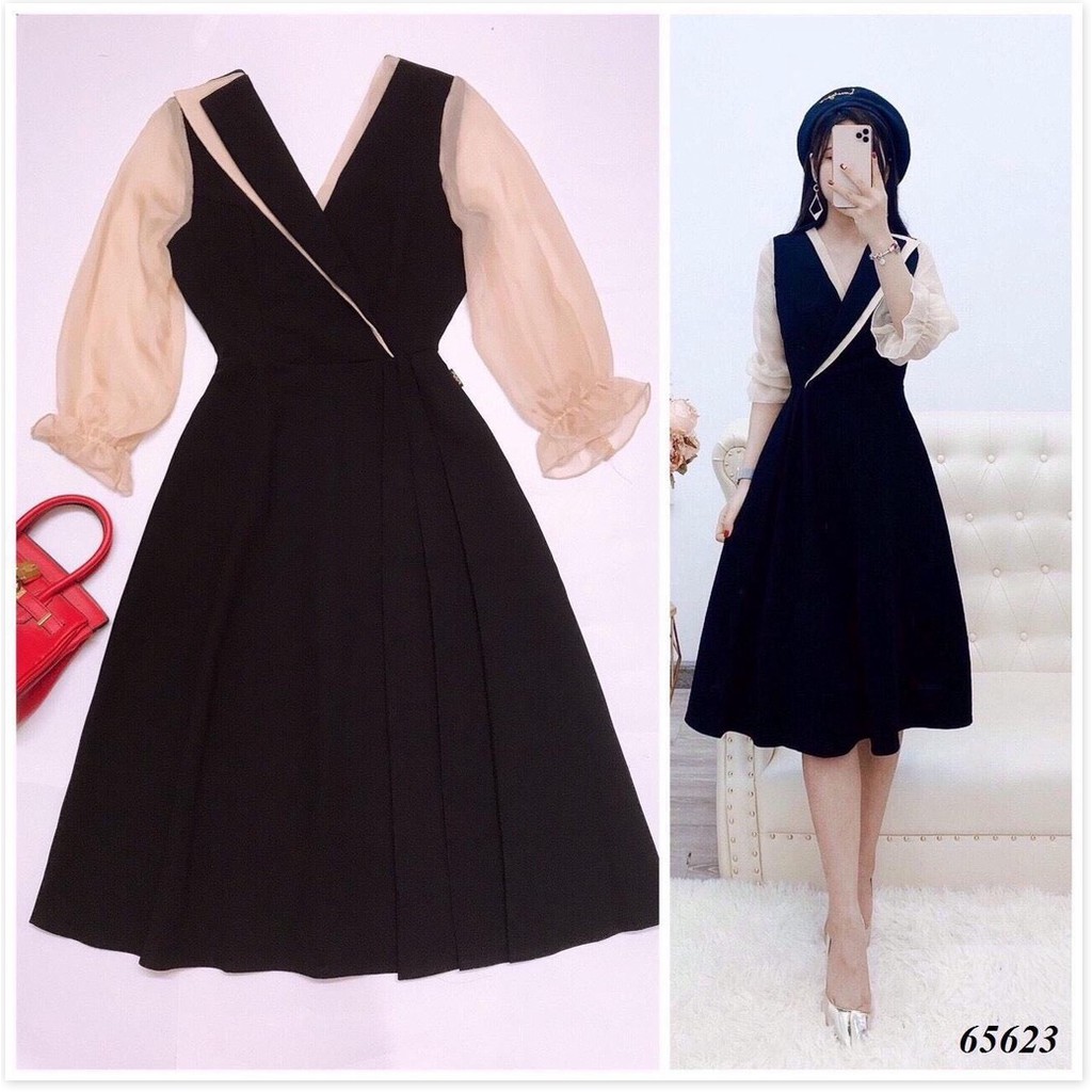 Đầm xòe tiểu thư phối voan xinh xắn cho nàng / có size XXL HP