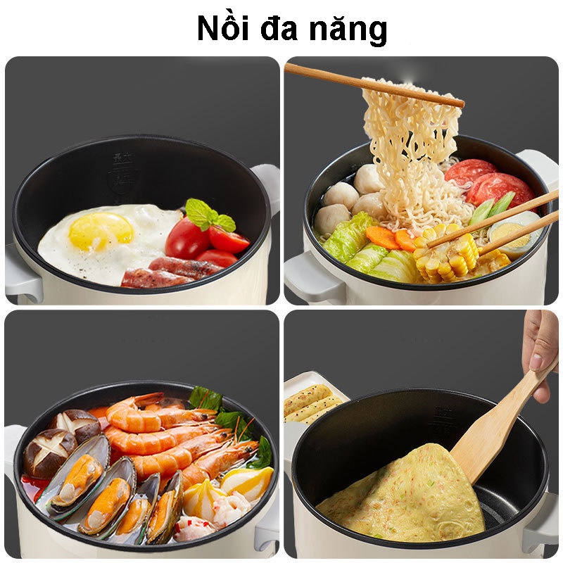 Nồi lẩu điện Bear đa năng DRG-C18H1 tặng kèm xửng dung tích 2.5L điều chỉnh nhiệt độ dễ dàng nướng lẩu hấp cực tiện lợi