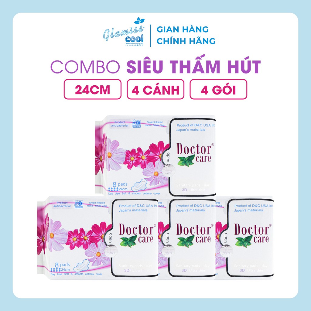 Combo 4 gói băng vệ sinh thảo dược siêu thấm hút Doctor Care ban ngày