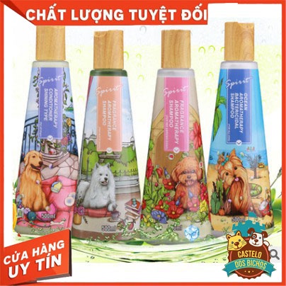 Sữa tắm cho chó SPIRIT nắp gỗ 500ml poodle, lông trắng, lông màu - Sữa tắm chó hương nước hoa