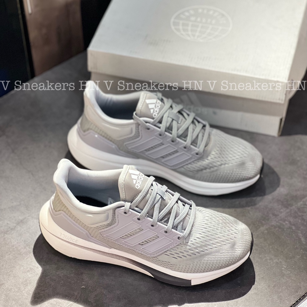 Giày Thể Thao Nam Adidas Alphabounce EQ21 - Giày Thể Thao Chạy Bộ Xám Trắng Adidas Grey Bản Xịn, Êm Chân, Form Chuẩn