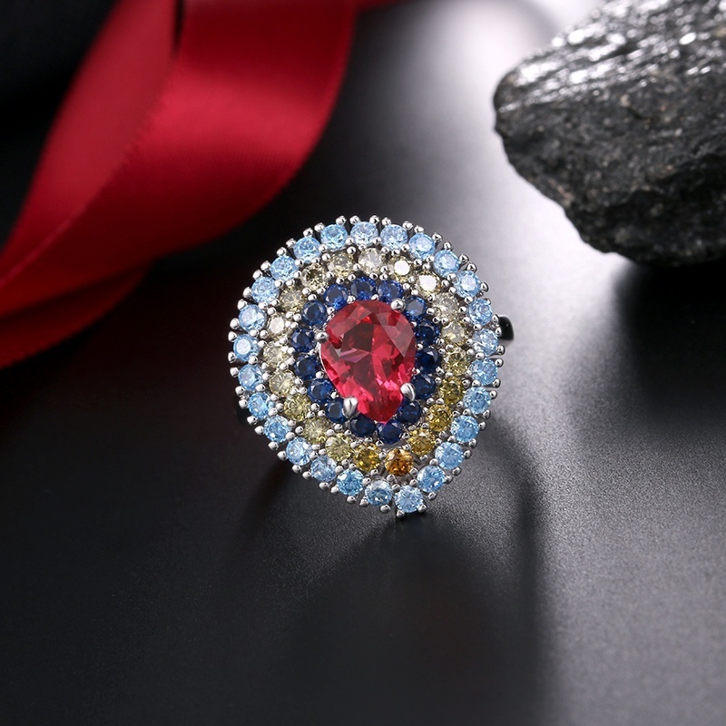 Nhẫn ĐíNh Đá Zircon NhiềU MàU SắC ThờI Trang (Size 6-10)