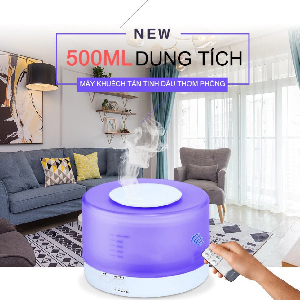 ✅ Máy Xông Tinh Dầu Phun Sương Tạo Độ Ẩm Trụ Trong GULIFE Có Remote Dung Tích 500ml - Tặng Tinh Dầu 10ml - MKT16