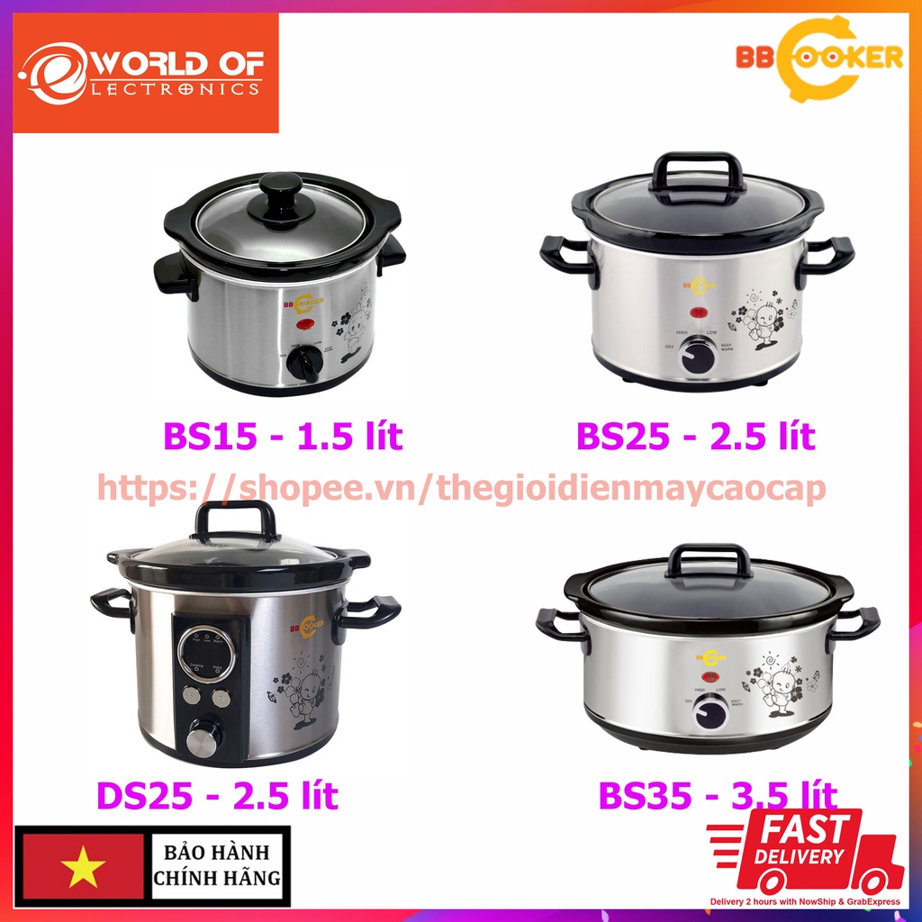 Nồi nấu chậm nấu cháo cho bé BBcooker BS15 BS25 DS25 BS35 dung tích 1.5