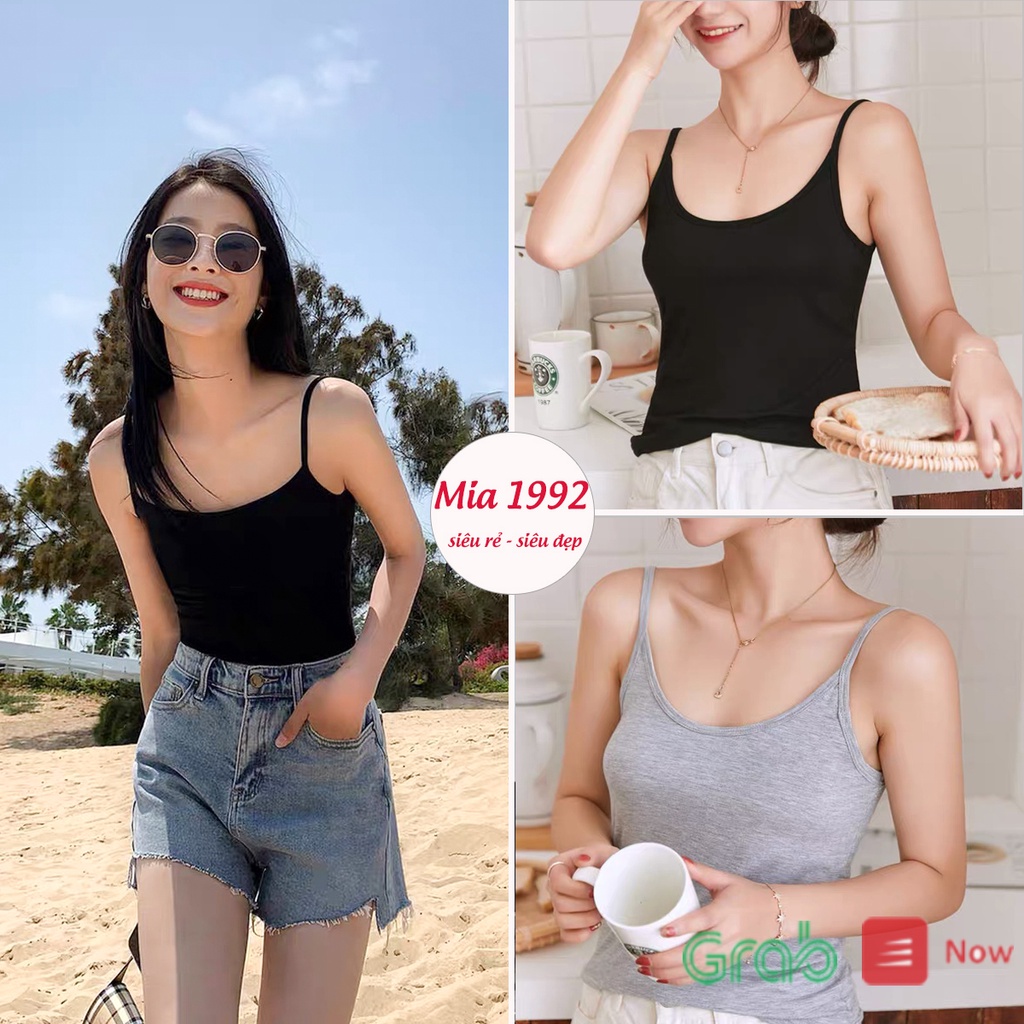 Áo hai dây nữ Mia 1992  cao cấp - Áo 2 dây nữ trơn basic chất cotton tăm lạnh siêu mát siêu xinh hàng VNXK 2021