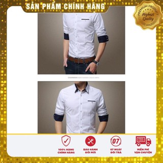 Áo sơ mi nam tay dài màu trơn phong cách công sở
