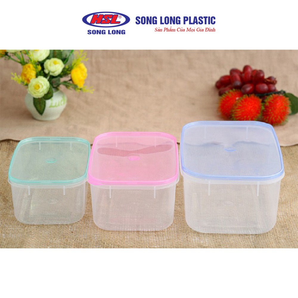 Bộ 3 hộp nhựa đựng thực phẩm 1200ml, 1750ml, 2400ml có nắp Song Long Plastic loại bầu - 2073