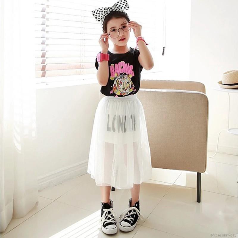 Chân váy xòe bằng cotton cho bé gái