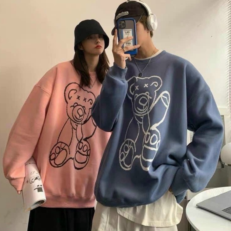 Áo khoác sweater nam nữ unisex form rộng đôi nỉ ngoại local brand đẹp cặp đôi ulzzang hàn quốc oversize dày mịn zip GẤU