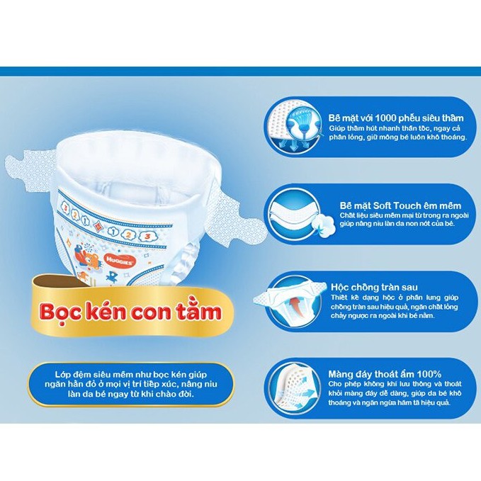 [Thêm miếng] Tã dán Huggies M76 mẫu mới cho bé từ 6 - 11kg